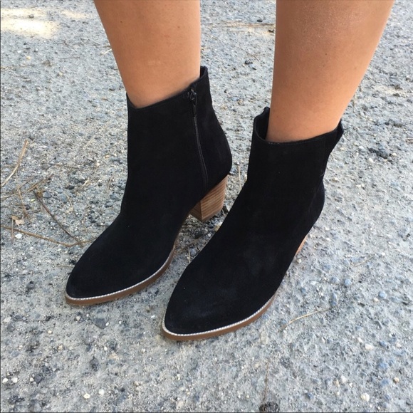 Free People Shoes - Black Suede Leather Pointy Boho Chic Booties